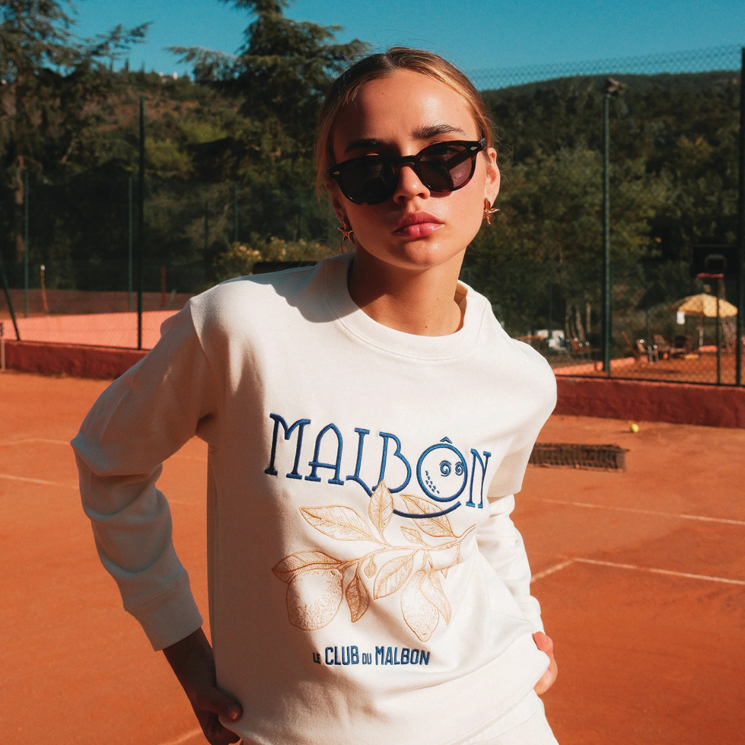 Malbon Golf Adeline Crewneck Sweatshirt - Ivory