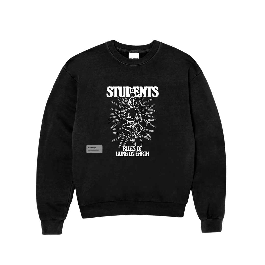 Students Golf Rules Fleece Crew Sweater- Svart